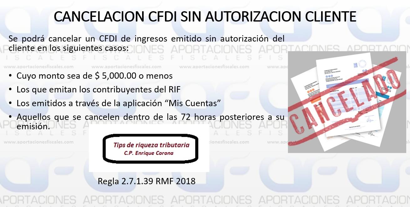 CFDI Cancelación sin autorización